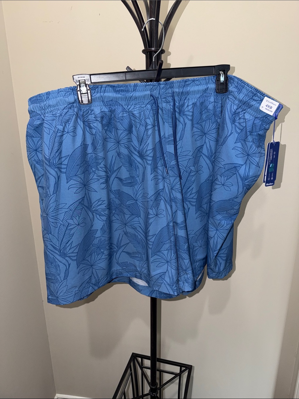 Caribbean Blue Floral Athletic Shorts